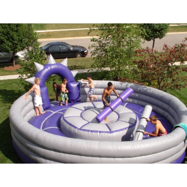Small Inflatable Gladiator Joust , Inflatable Amusement Park With Green / Grey