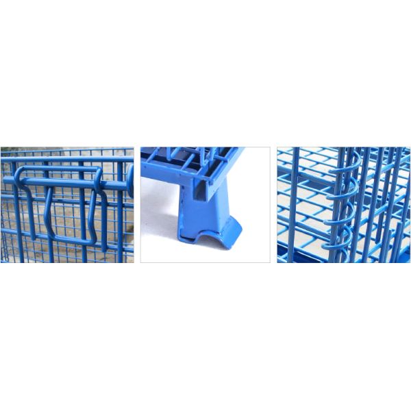Plastic Spray Steel Wire Mesh Container Foldable Storage Cage Wire Container Steel Pallet Box