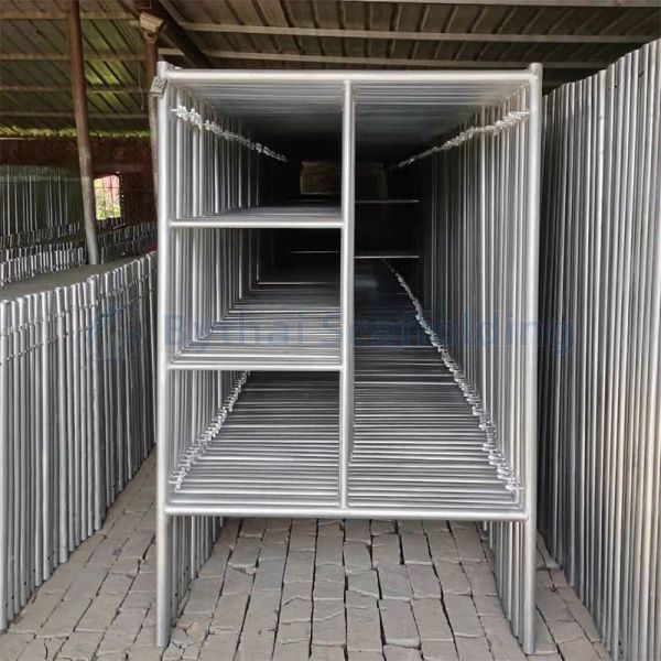 Construction Materials H Frame Scaffolding System Step Style Yellow Pre-Galvanized Q235 Steel