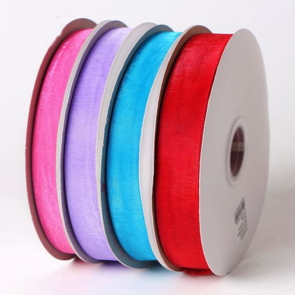Double Face Style Solid Pink Polyester Organza Ribbon Roll for Efficiency