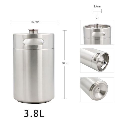 SS304 Nitro Draft Double Wall Insulated Mini Keg 4L