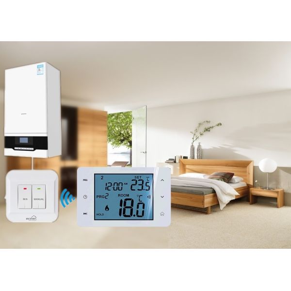 6W Wireless Programmable Touch Screen Gas Boiler Thermostat