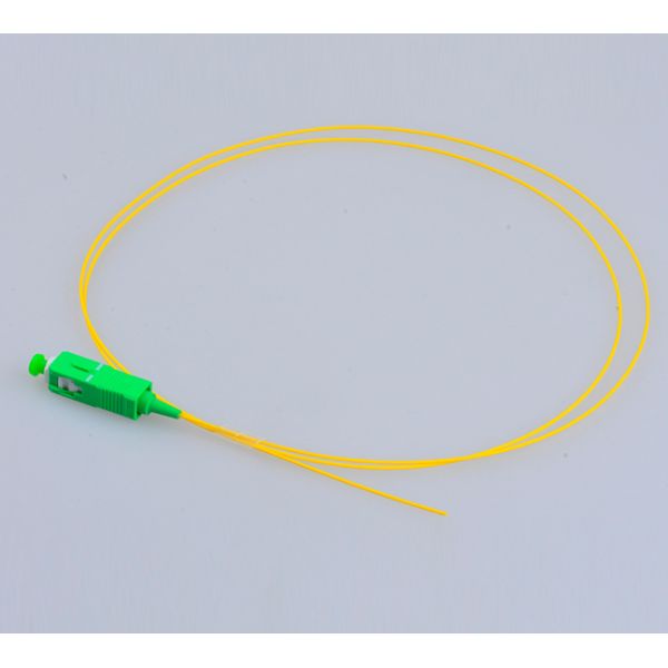 SC/APC SM simplex 0.9mm Fiber Optic Pigtail yellow color PVC outer cable jacket