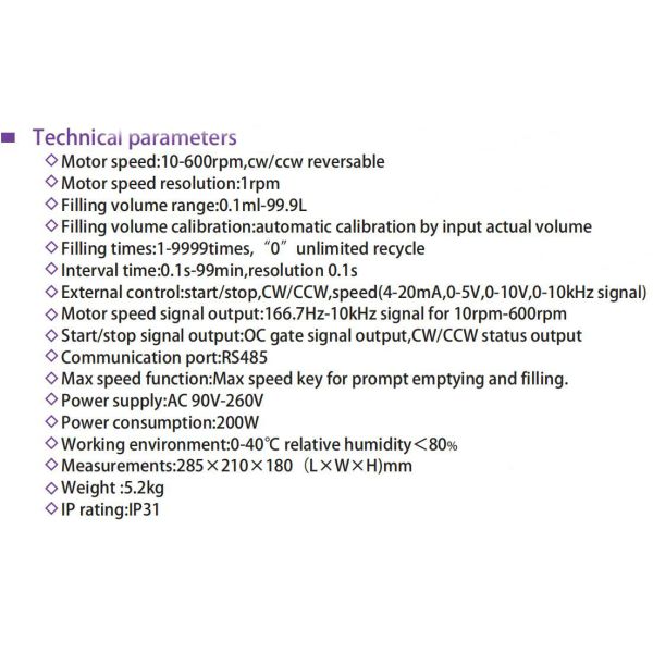 brushless motor laboratory dispensing peritaltic pump