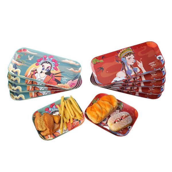 Eco-Friendly Disposable Paper Tableware for Food and Cake Square Customizable National Style Plate