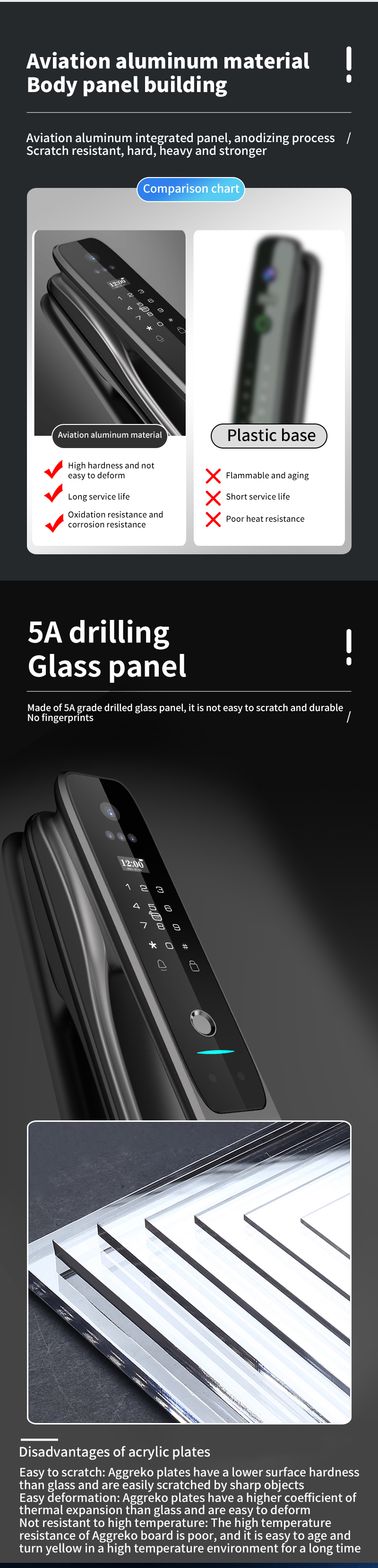 Aviation Aluminum Alloy Face Recognition Smart Door Lock Cloud Data Storage