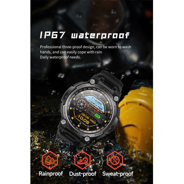 Yellow Bluetooth Calling Smart Watch Compass Sleep Tracking Heart Rate Monitoring