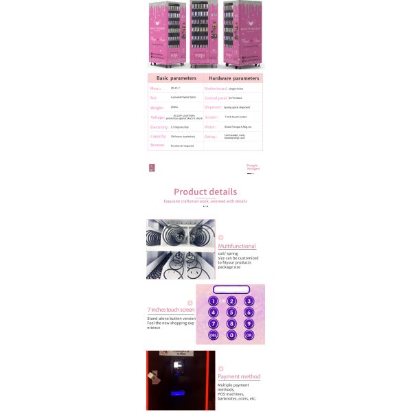 Cheaper Price Small Vending Machine Customized pink Vending Machine for False Lashes and Cosmetic Items with Coin Cash apple Pay