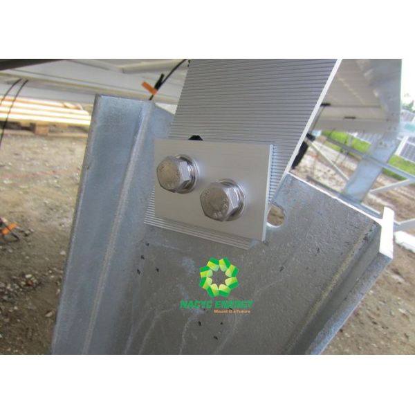 Aluminium PV Brackets Solar Ground Mount System Single Pole Mid End Clamps
