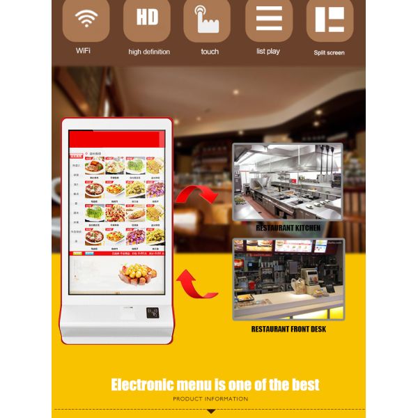 Capacitive Touch Screen Self-service Paying Machine 32inch Ultra-thin Smart Wall-mount LCD Display with Printer and NFC