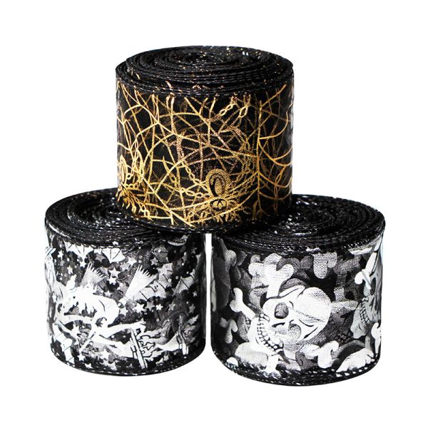 Customized Polyester Wired Edge Ribbon Roll for Christmas Crafts Polyester Material