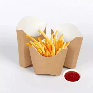 China 220gsm Disposable Pantone Pe Coated Kraft Paper French Fries Potato Chips Box Packaging on sale