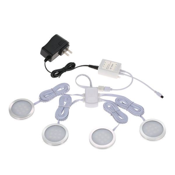 Dimmable Remote Control Illuminator Led Lights Slim Round Shape RGB Under Cabinet Light Kit