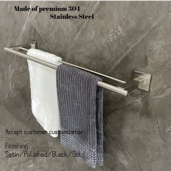 Square Bathroom Towel Bars Wall Mounted Double Towel Rail Holders