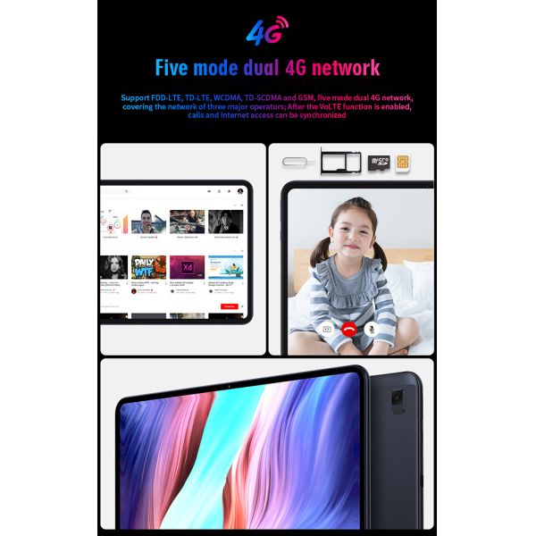 Android 10.0 3C Electronics 10.4 Inch Gesture Touch Dark Mode 4G Full Network Tablet