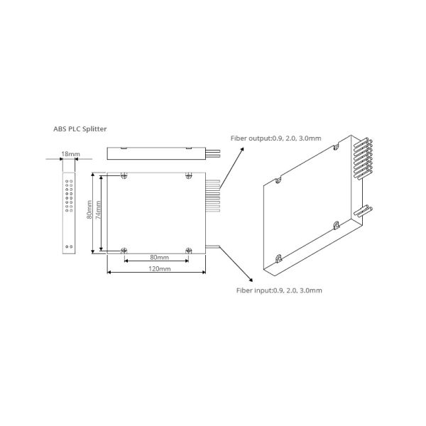 Outside Fiber Optic Beam Splitter 1x16 Way SC / APC Pigtailed Module