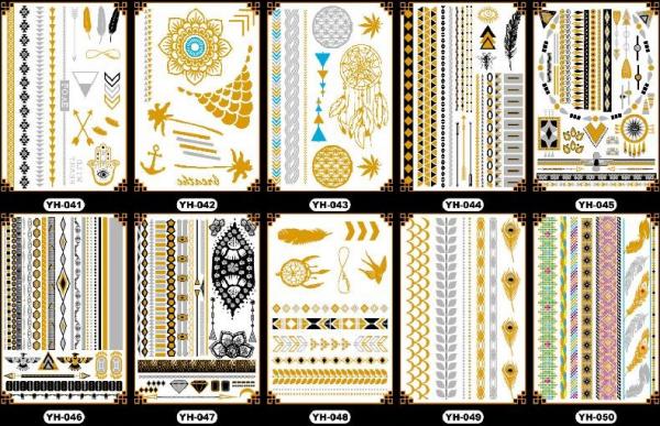 Waterproof Non Toxic Gold Foil Body Tattoo Sticker for ladies