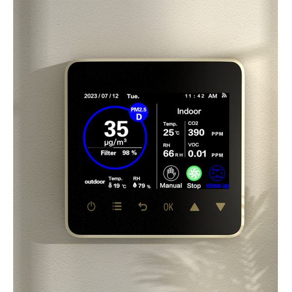 4.3 Inch Color Touchscreen Fresh Air Fan Controller with Automatic Fan Speed Control WiFi App Control