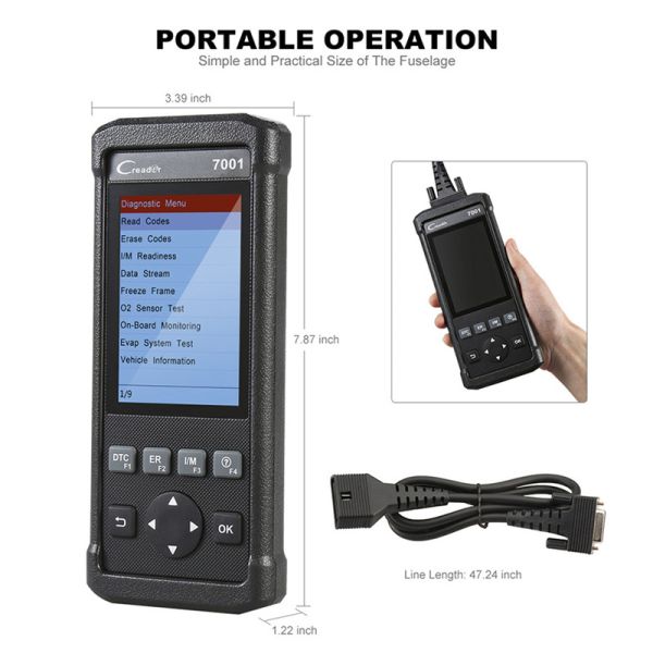 100% Original Launch DIY Code Reader CReader 7001F Full OBD 2 test + 6 Special functions with Lifetime free up date Onli