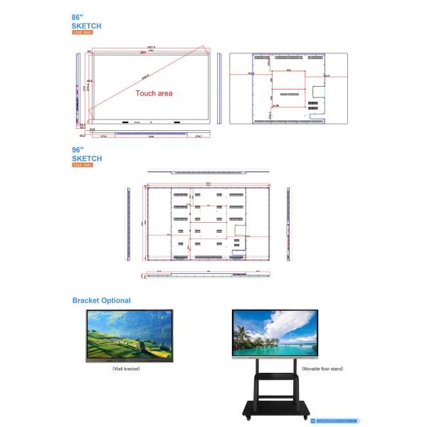 65" Interactive Flat Panel Touch Screen Smart Meeting Board Android Windows Dual OS All in One Conference Display OEM