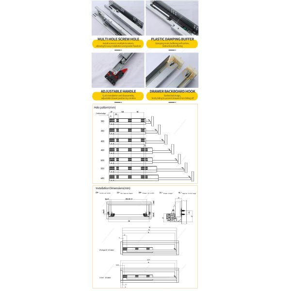 Mail Packing Y Hardware Accessories Three Section Full Pull-out Track Drawer Slides