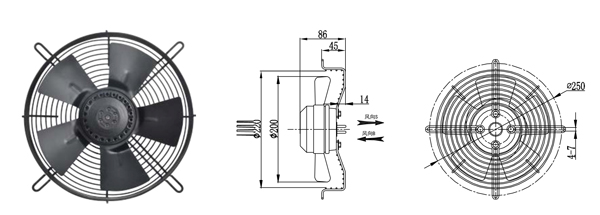 40 - 75W Axial Fan Motors Horizontal / Vertical Installation And Continuous Operation