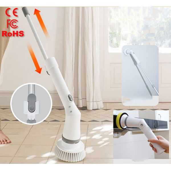 7 Replaceable Brush Heads Electric Spin Scrubber for Cleaning Bathroom Kitchen Floor