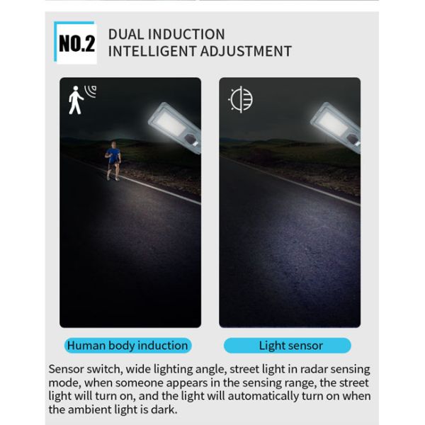 800W 1200W ABS Automatic Led Street Light Remote Control All In One