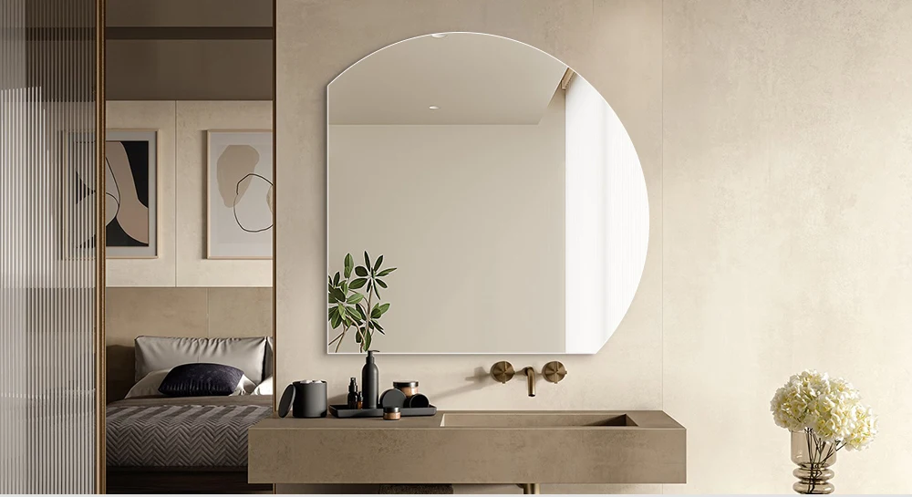 Semi Circular LED Frameless Mirror Special Shaped Makeup Wall Mounted Frameless Mirror