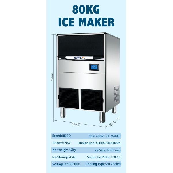 150lb Crescent Ice Machine Ice , Cube Commercial Ice Maker With Bin 70lb