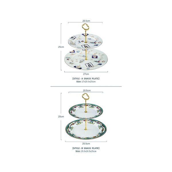 Two Layer Cake Stand SGS Porcelain Serving Set