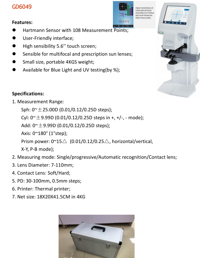 CL-300 Optical Lensometer Meter 0.01D Single/Continuous Measurement PD 0.1mm Printer for Option