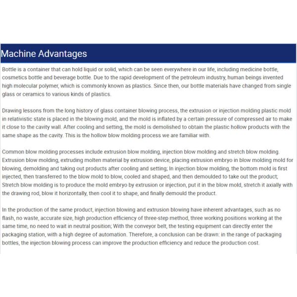 Plastic Eye Drop Bottles Injection Blow Molding Machine