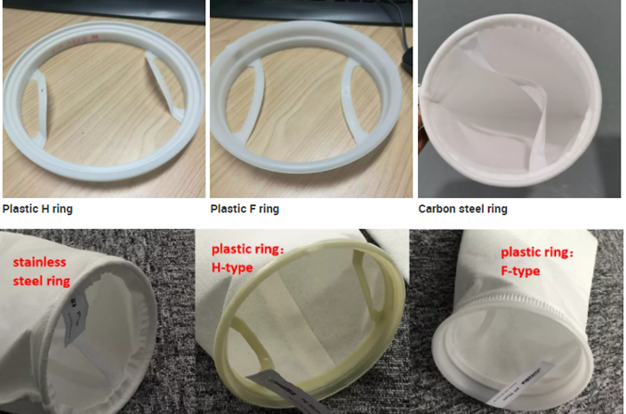 Hot Melt PP Liquid Filter Bag 5 Micron With Plastic Ring
