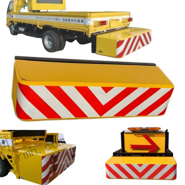 Vehicle security barrier in use on road maintenance vehicle