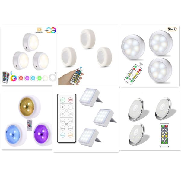 RoHS 4000k Dia65mm*25mm Remote Control Under Cabinet Light