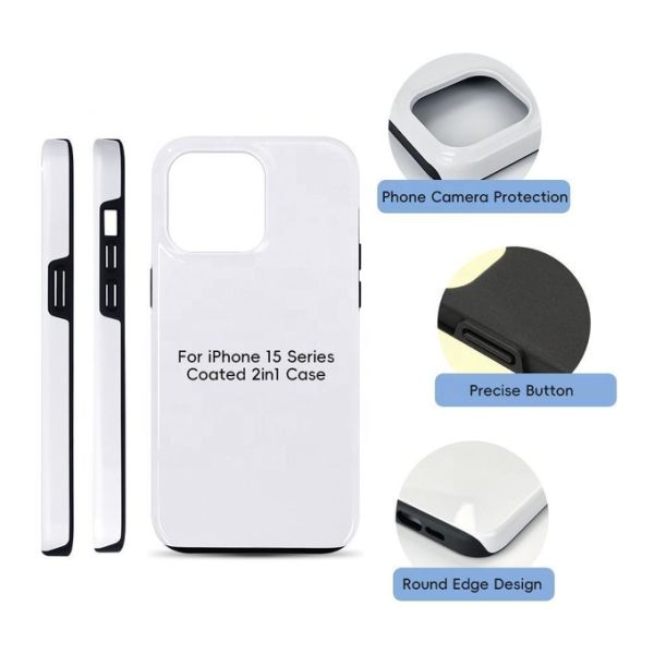 For Iphone 14 15 16 Pro Plus Max Blank Cell Mobile Cover TPU PC Coating 2 In 1 Tough 3D Sublimation Phone Case