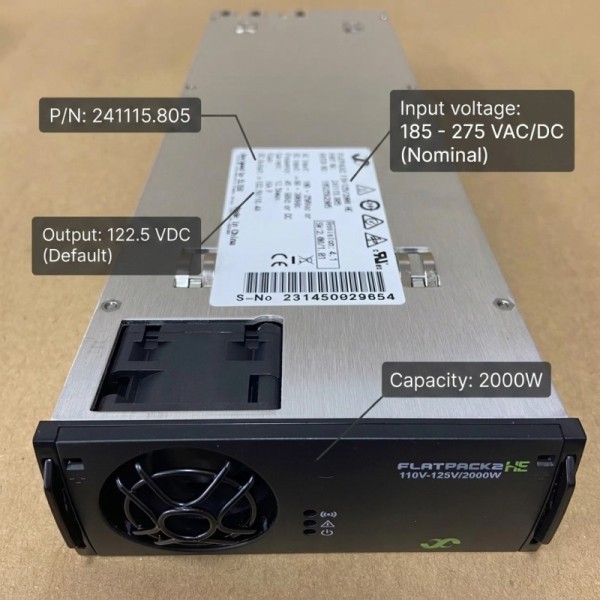 Eltek Flatpack2 110V 2000 HE Rectifier Module P/N: 241115.805 High Efficiency DC Power for Utilities Substations