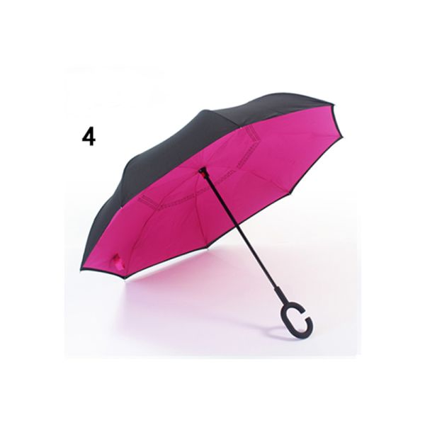 Windproof Double Layer Reverse Umbrella Foldable Reversible Automatic C-Standing Umbrella