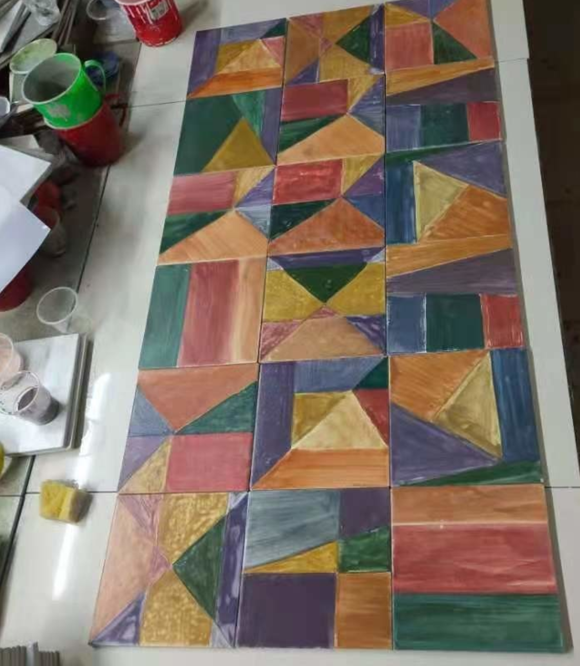 Customized Handmade Cut High Durability Artistic Mosaic Ceramic Tile Handprinted Custom Art Wall Mosaic Ceramic Tiles for Home Hotel Commercial