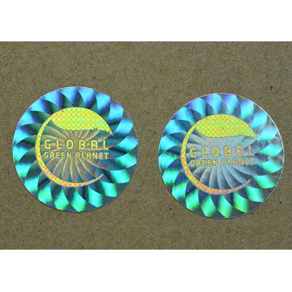 Round shape holographic laser engraved self adhesive eggshell label for anti fake