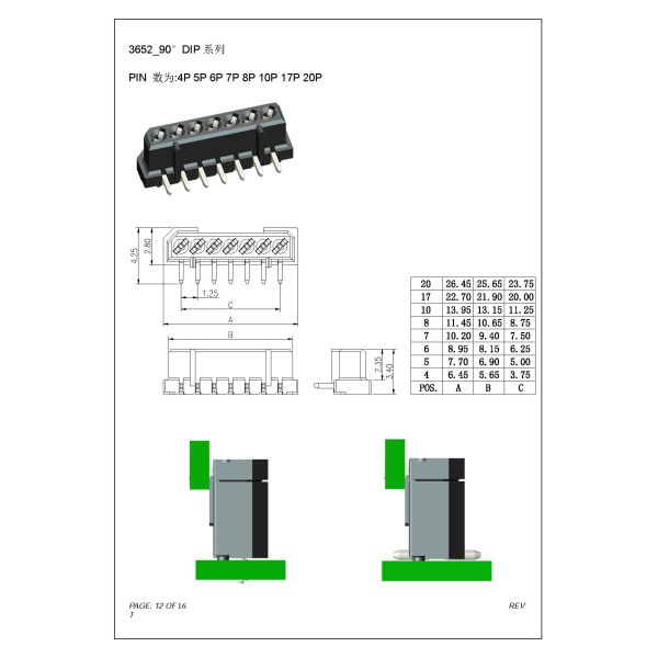 1.25mm Female Header Single Row Right Angle Through Board Connector