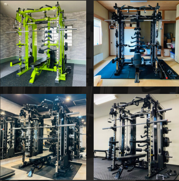 Multi-Functional Smith Machine with 3 Weight Stacks (80KG*3) - Durable Adjustable Barbell Squat Rack for Unisex Fitness Training