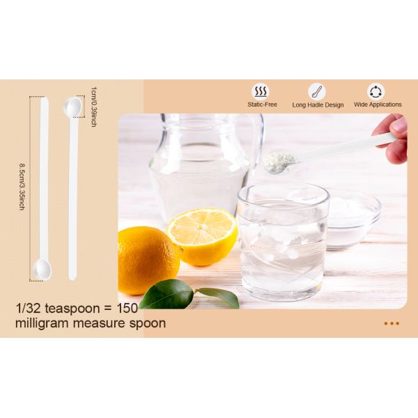Teaspoon Micro Scoops 150 Milligram Mini Measuring Spoons Plastic Scoop For Measuring Cosmetics, Medicines