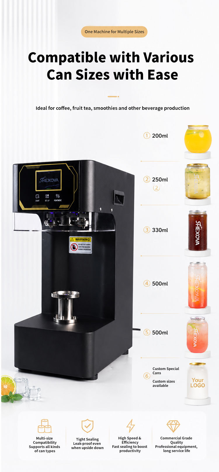 Portable Non Rotating Cans Sealing Machine Automatic With Adjustable Base
