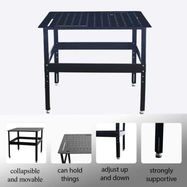Adjustable Height Welding Workbench Collapsible Ventilated Hole Heavy Duty Load Bearing Screw Leveling Feet