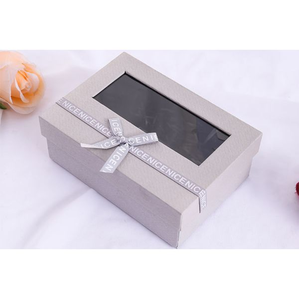 Gift Boxes custom packaging supplies square Velvet Flower Gift Boxes Transparent Window Valentine's Day Cardboard Box