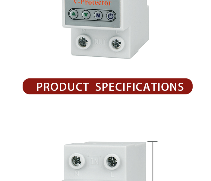 Adjustable 220V AC Single Phase 63A Voltage Protector LED Display Copper PC Material Din Rail Type 1s-90s Time Delay Recovery