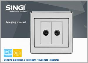 Quality 2 Gang TV Socket Mounting Coaxial Outlet Wall Plate Button SPST Square Wall Panel Light Switch for sale
