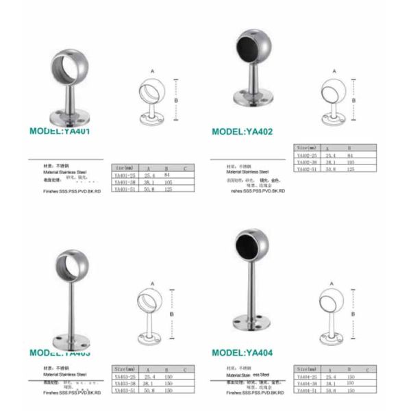 Stainless Steel Universal Pipe Base Wardrobe Hardware with Thickened Hanger Towel and Clothes Rail Spherical Flange Flange Base